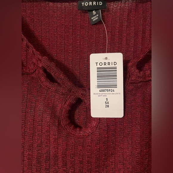 NWT Torrid Women’s Plus Size Scoop Neck Cut Out Long Sleeve Crop Tee Size 5X - Picture 7 of 7